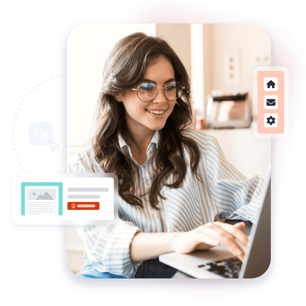 Happy woman working with a laptop